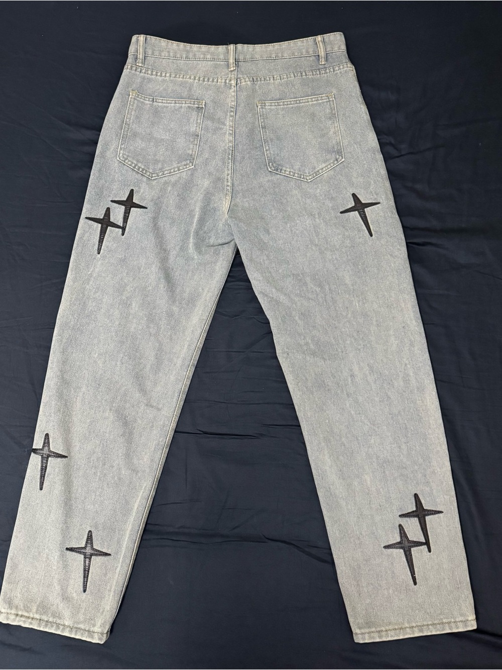 Men's Light Wash Gray Jeans (chrome hearts inspired) - Picture 2 of 3